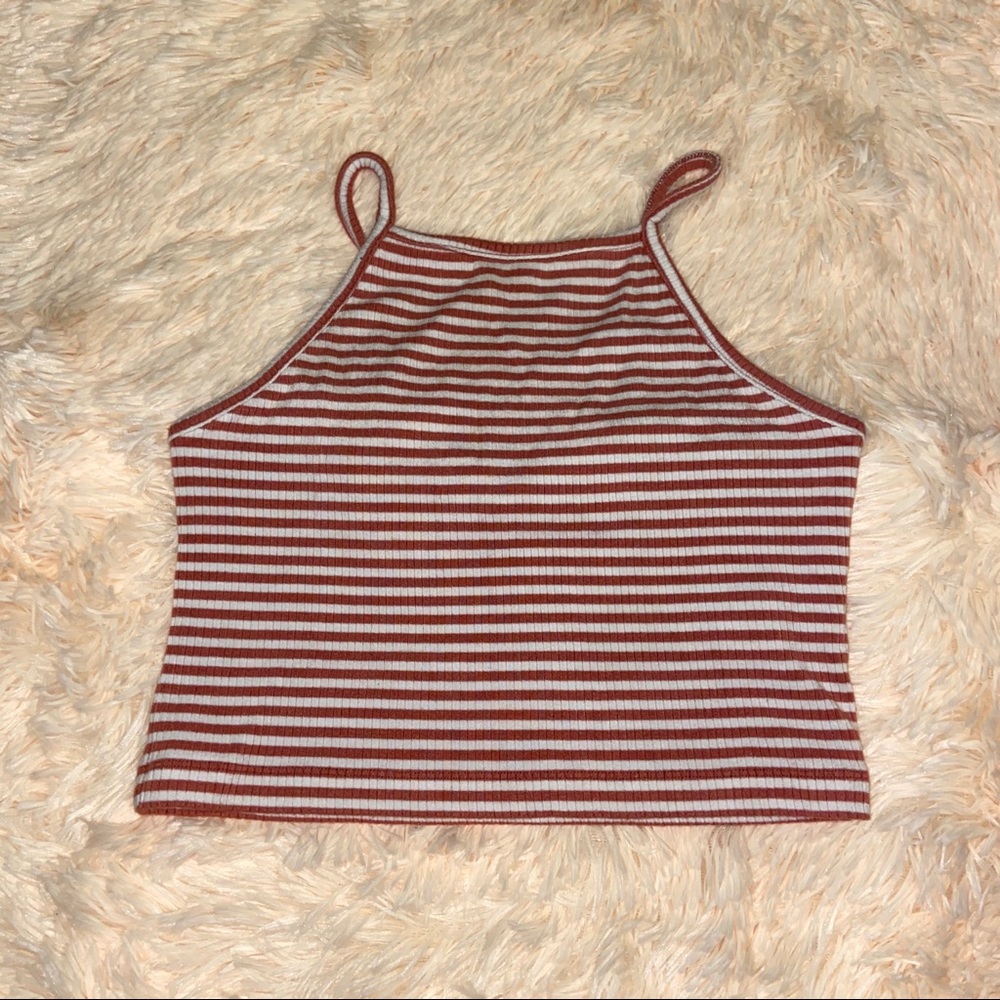 Orange and white halter crop top